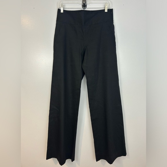 Donna Karan Black High Rise Linen Blend Wide Leg Black Pants Size 6 - Picture 1 of 11